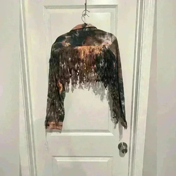 Sz. L Daisy Tye Dye Denim Crop Jacket - Picture 3 of 3